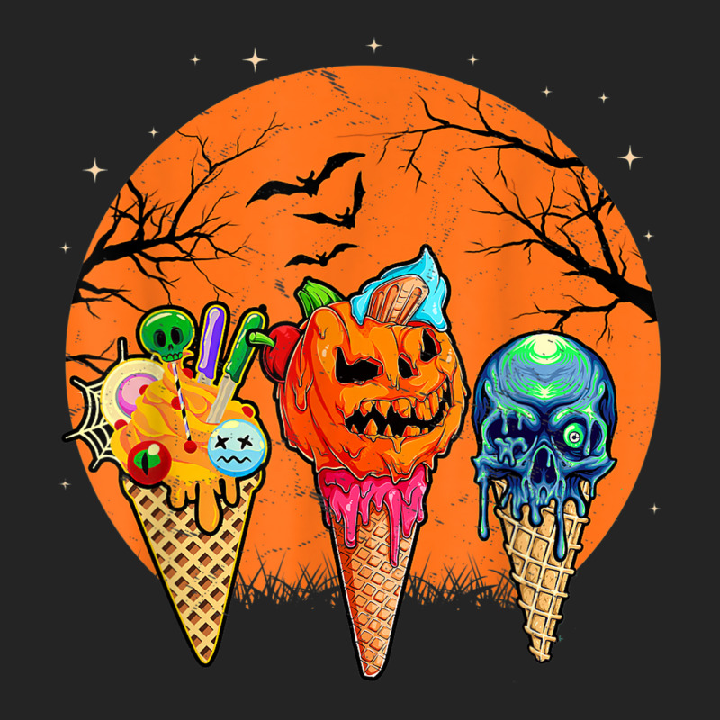 Ice Cream Halloween Costume Scary Moon Melting Skull Pumpkin 3/4 Sleeve Shirt | Artistshot