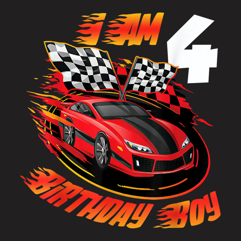 Race Car 4th Birthday Boy 4 Year Old Racing Car Driver T-shirt | Artistshot