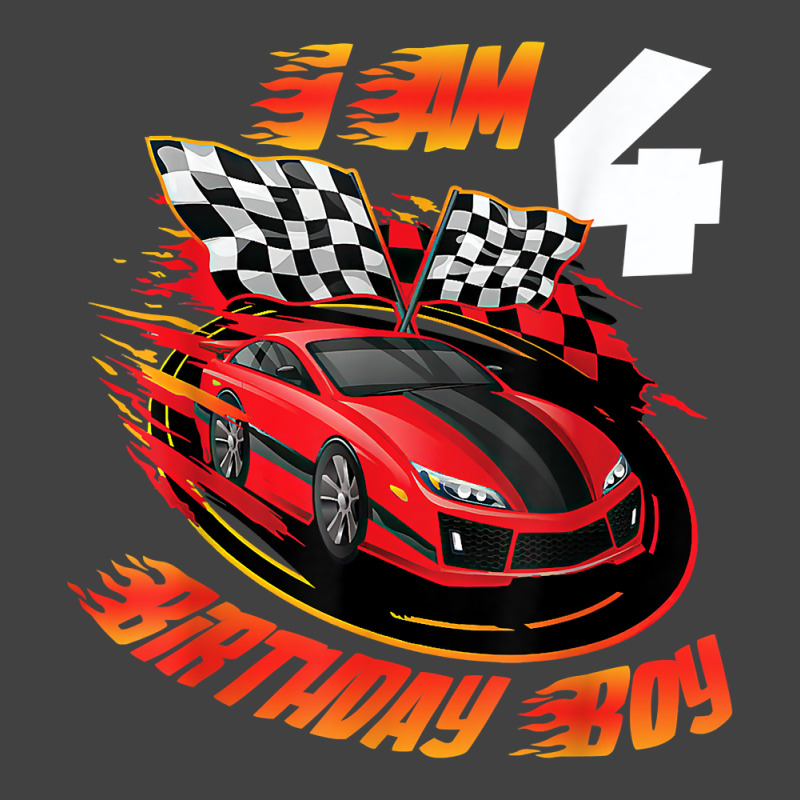 Race Car 4th Birthday Boy 4 Year Old Racing Car Driver Vintage T-shirt | Artistshot