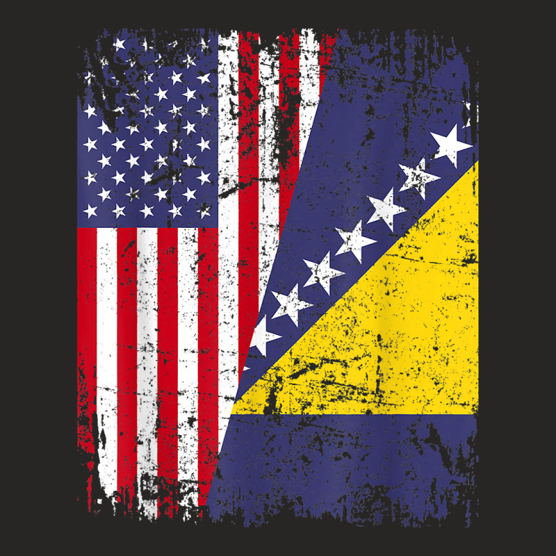 Bosnian Herzegovinian Roots Half American Flag Bosnia Flag Ladies Fitted T-Shirt by JustinStringer | Artistshot