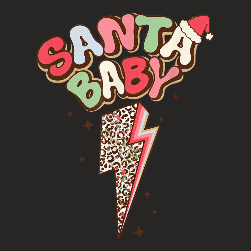 Santa Leopard Lightning Bolt Santa Hat Baby Christmas Retro Ladies Fitted T-Shirt by Creed | Artistshot