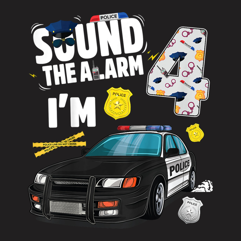 Kids Police Car 4th Birthday Boy 4 Year Old Cop Policeman Officer T-shirt | Artistshot