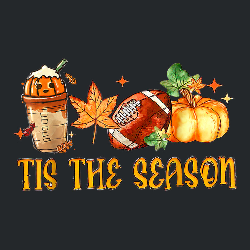 Coffee Dry Leaf Football And Halloween Tis The Season Fun Crewneck Sweatshirt by Dapper | Artistshot