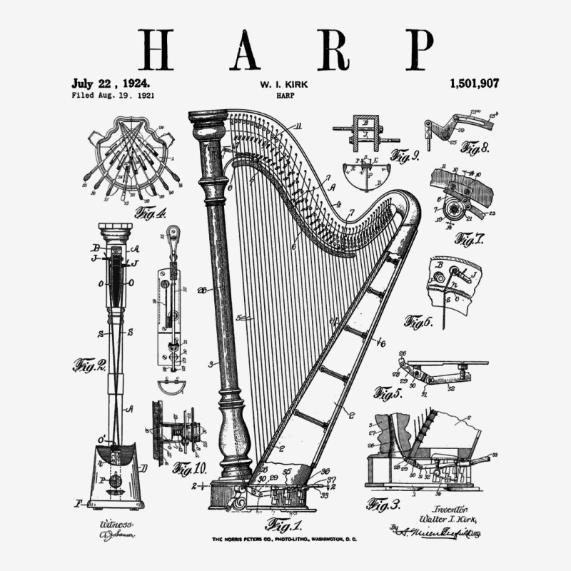 Harp Vintage Patent Harpist Drawing Print T Shirt Classic T-shirt | Artistshot