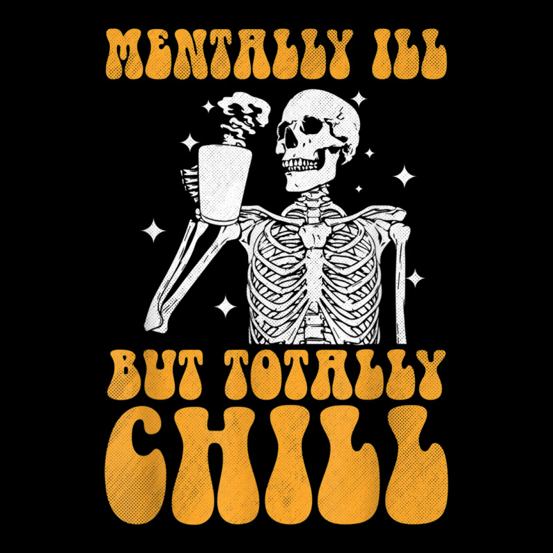 Mentally Ill But Totally Chill Halloween Groovy Skeleton V-neck Tee | Artistshot