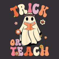 Retro Groovy Trick Or Teach Halloween Floral Ghost Teacher Vintage Short | Artistshot