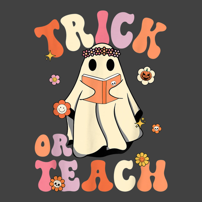 Retro Groovy Trick Or Teach Halloween Floral Ghost Teacher Vintage T-shirt | Artistshot