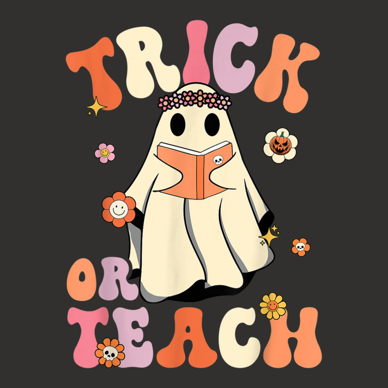 Retro Groovy Trick Or Teach Halloween Floral Ghost Teacher Champion Hoodie | Artistshot