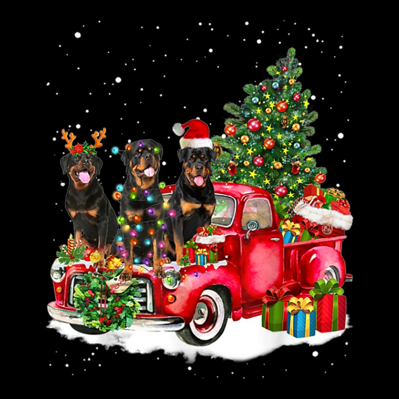 3 Rottweiler Truck Christmas Light Tree Reindeer Santa Xmas V-neck Tee | Artistshot