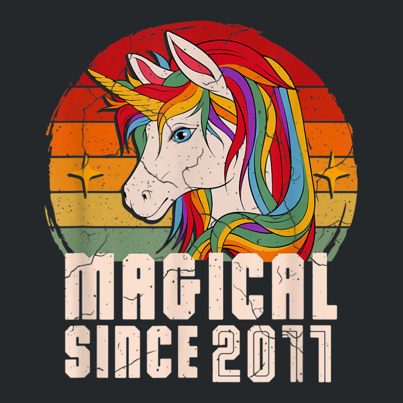 Magical Since 2011 Vintage Unicorn Birthday Crewneck Sweatshirt | Artistshot