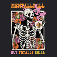 Groovy Mentally Ill But Totally Chill Halloween Skeleton Youth Tee | Artistshot