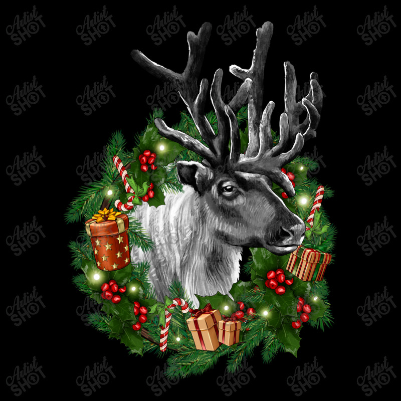 Reindeer With Christmas Wreath Lightweight Hoodie | Artistshot