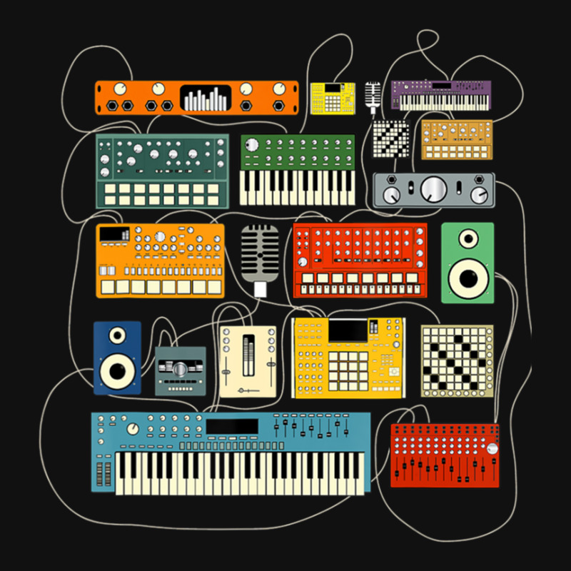 Synthesizer And Drum Machine For Electronic Musician Portrait Canvas Print | Artistshot