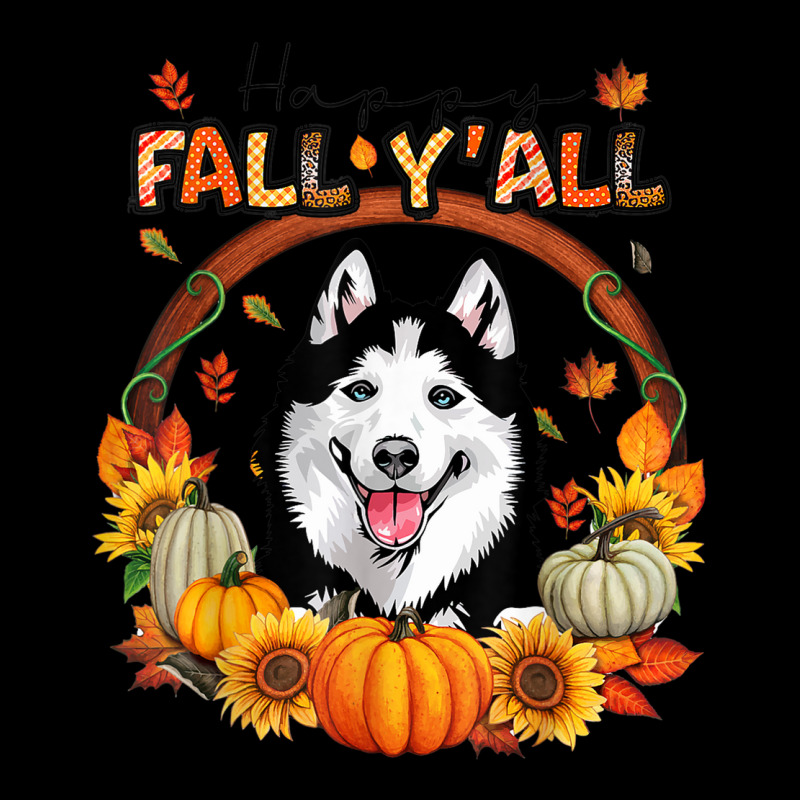 Happy Fall Y'all Siberian Husky Watercolor Pumpkin Autumn Men's Long Sleeve Pajama Set by Bewitch | Artistshot