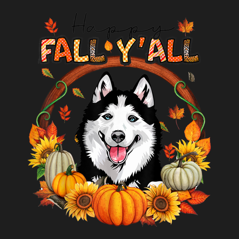 Happy Fall Y'all Siberian Husky Watercolor Pumpkin Autumn Classic T-shirt by Bewitch | Artistshot