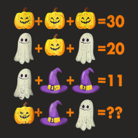 Math Equation Pumpkin Ghost Witch Bat Halloween Teacher Ladies Fitted T-shirt | Artistshot