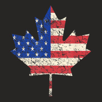 Combined American Canadian Flag Usa Canada Maple Leaf Ladies Fitted T-shirt | Artistshot