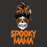 Womens Spooky Mama Lazy Halloween Costume Skull Messy Bun Champion Hoodie | Artistshot