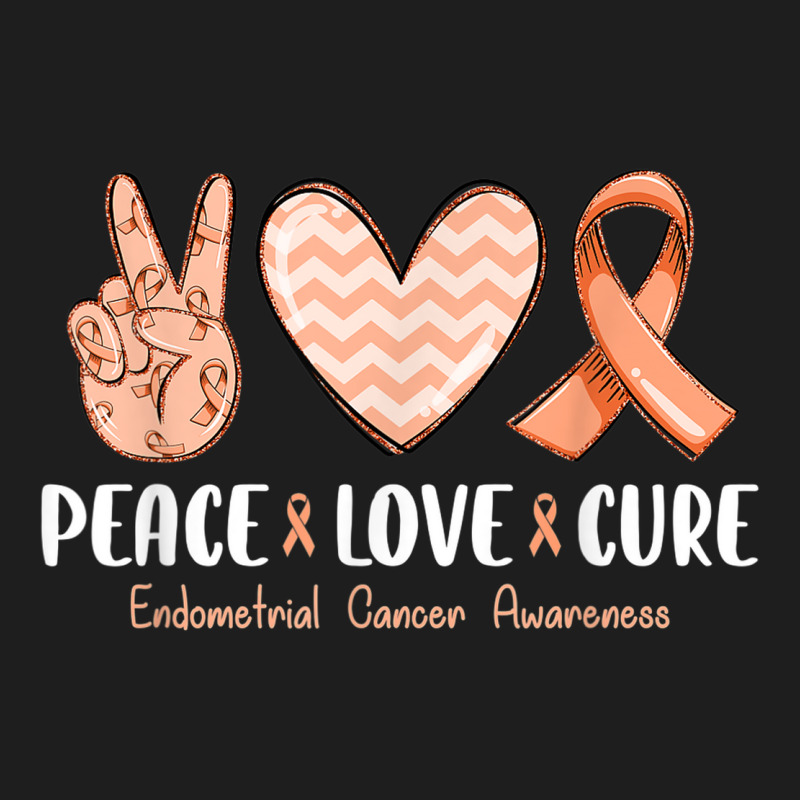 Peace Love Hope Endometrial Cancer Awareness Peach Ribbon Classic T-shirt by Complete | Artistshot