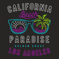 California Beach Paradise Los Angeles Golden Coast Neon 80s Zip Hoodie Ladies Fitted T-shirt | Artistshot