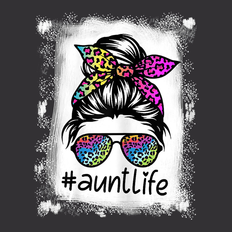 Womens Aunt Life Bleached Auntlife Tie Dye Leopard Messy Bun Vintage Short | Artistshot