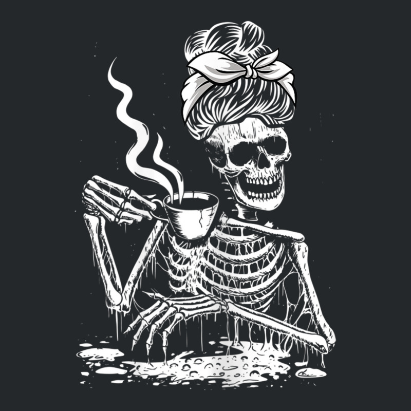 Womens Coffee Drinking Skeleton Lazy Diy Halloween Costume Women Crewneck Sweatshirt | Artistshot