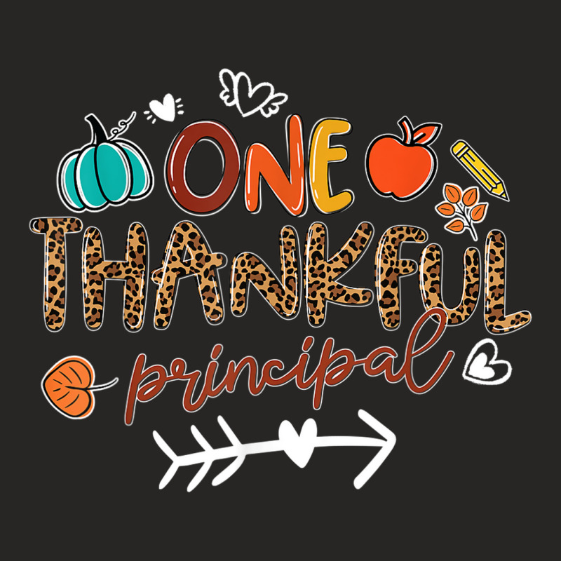 One Thankful Principal Leopard Fall Thanksgiving Gifts Ladies Fitted T-Shirt by Outpost | Artistshot