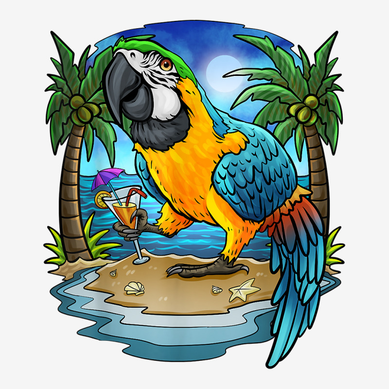 Blue And Gold Macaw Parrot Drinking Margaritas Vacation Bird T Shirt Adjustable Cap by cm-arts | Artistshot