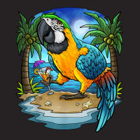 Blue And Gold Macaw Parrot Drinking Margaritas Vacation Bird T Shirt Vintage Cap | Artistshot