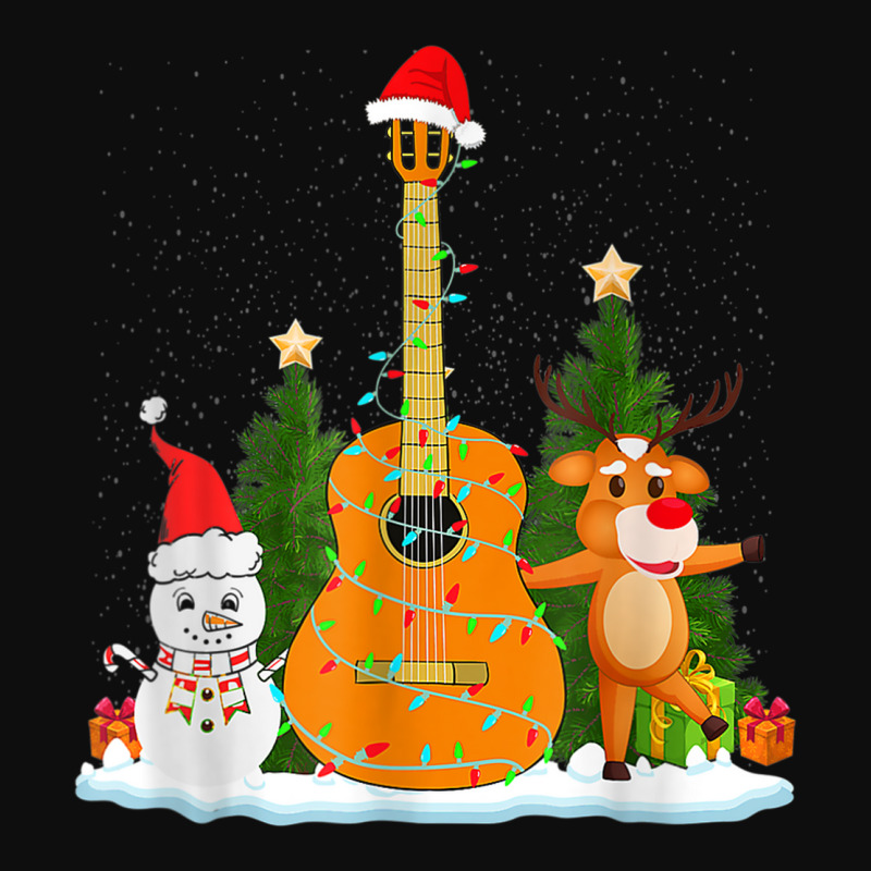 Guitar Christmas Lights Reindeer Snowman Family Matching Crop Top by August | Artistshot