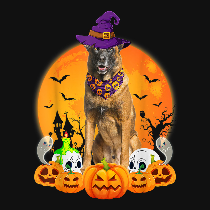 Scary Pumpkin Skull Witch Belgian Malinois Dog Halloween Baby Bibs by Complete | Artistshot