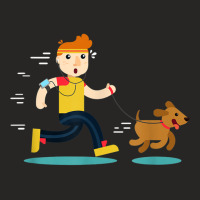 Cartoon Running With Dog T Shirt Ladies Fitted T-shirt | Artistshot