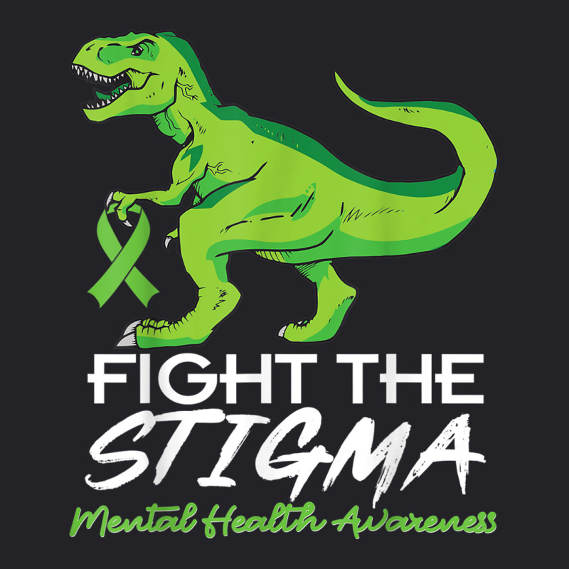 Fight Stigma Mental Health Awareness Lime Green Dinosaur T Shirt Youth Tee by cm-arts | Artistshot