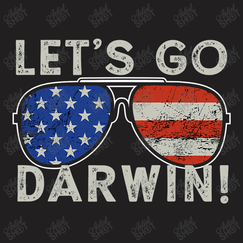 Aviator Sunglasses American Flag Let’s Go Darwin T-Shirt by new121 | Artistshot