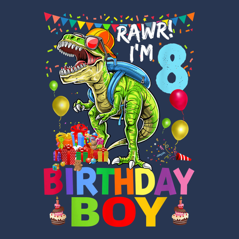 Rawr! I'm 8 Birthday Boy Dinosaur T-rex Themed 8th Birthday Men Denim Jacket | Artistshot