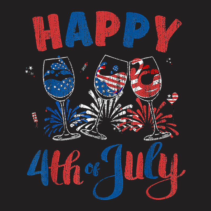 Red White Blue Wine Glass Usa Flag Happy 4th Of July T-shirt | Artistshot