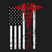 Usa Flag Medical Symbol Black Patriotic Caduceus Nurse Gift Classic T-shirt | Artistshot