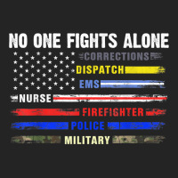 No-one Fight Alone First-responder Heroes Usa American Flag 3/4 Sleeve Shirt | Artistshot