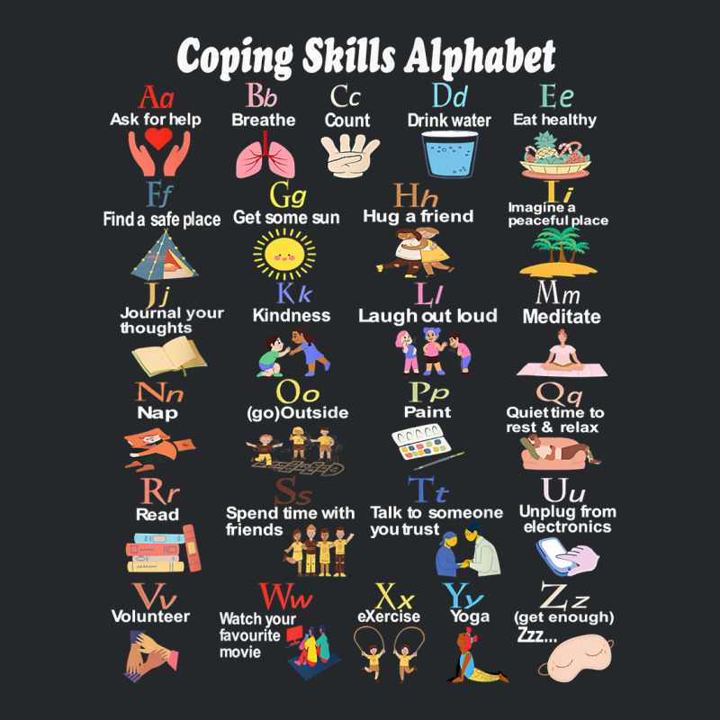 Coping Skills Alphabet Mental Health Awareness Women Kids T Shirt Crewneck Sweatshirt | Artistshot