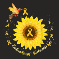 Hummingbird Sunflower Yellow Ribbon Endometriosis Awareness T Shirt Ladies Fitted T-shirt | Artistshot