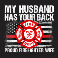 Womens My Husband Has Your Back Firefighter Family Gift For Wife V-nec T-shirt | Artistshot