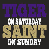 Tiger On Saturday Saint On Sunday, The Day Of Tiger, Tiger Time, Tiger Ladies Fitted T-shirt | Artistshot