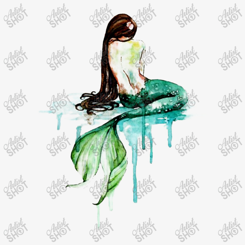 Green Tailed Mermaid  Mermaid Watercolor Painting Art Ladies Fitted T-shirt | Artistshot