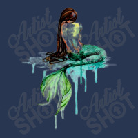 Green Tailed Mermaid  Mermaid Watercolor Painting Art Ladies Denim Jacket | Artistshot