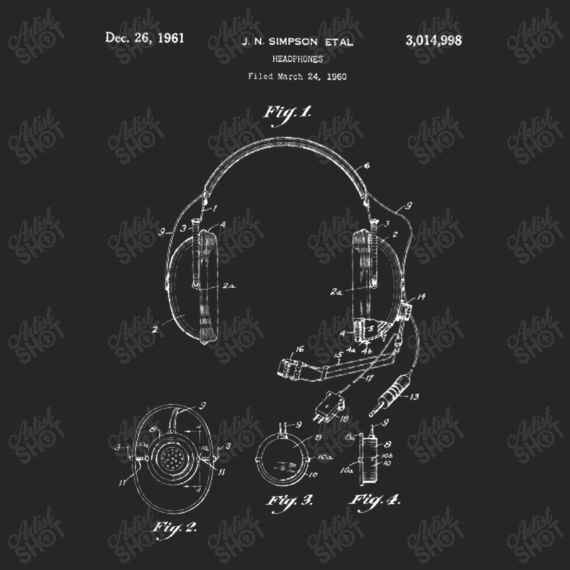 Headphones Patent Blueprint Ladies Fitted T-Shirt by hatetheme | Artistshot