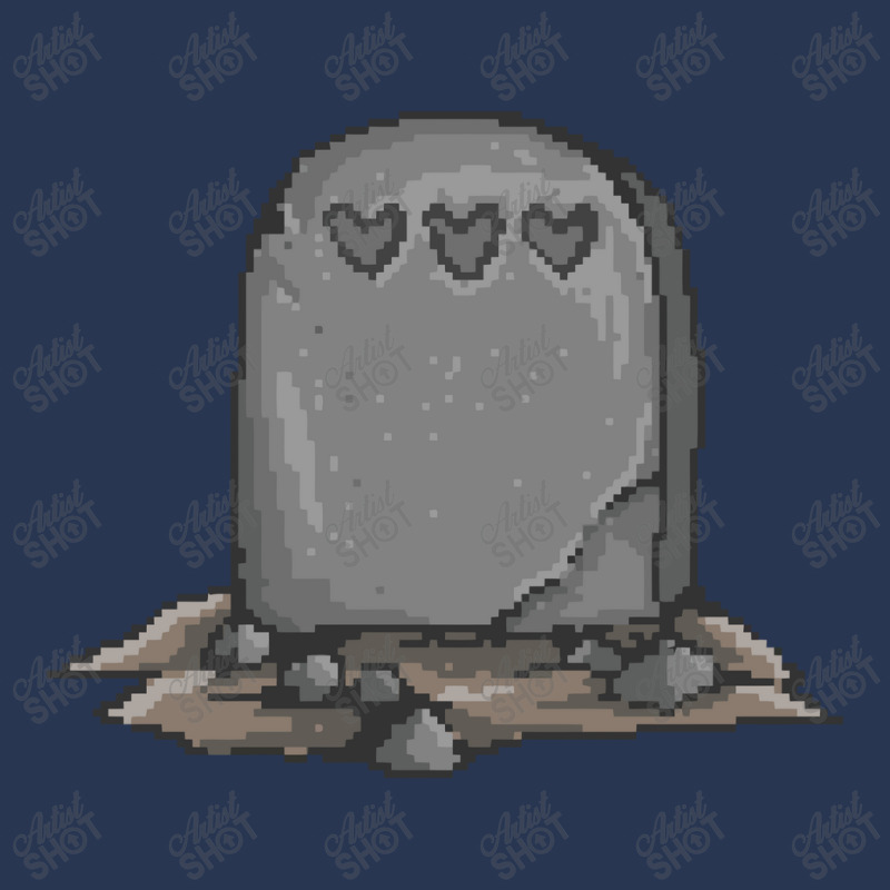 Headstone With Hearts Pixel Art Headstone Ladies Denim Jacket by hatetheme | Artistshot