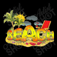 Multicolored Beach Word On Beach With Flip Flops  Coconut Palm Trees A Zipper Hoodie | Artistshot