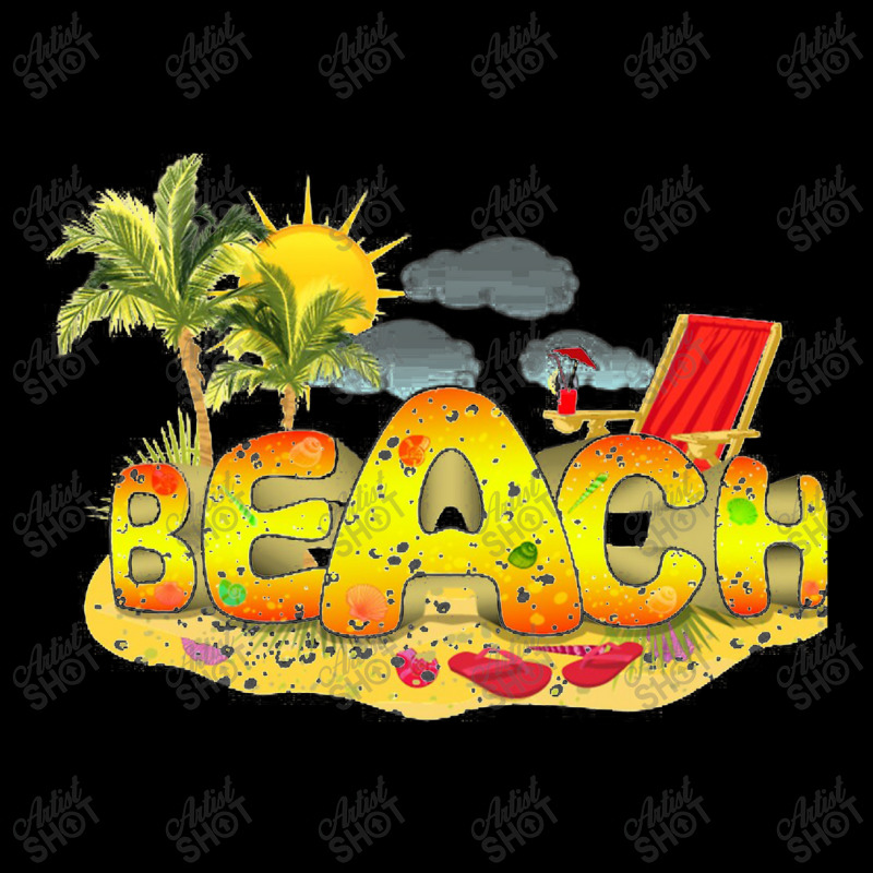 Multicolored Beach Word On Beach With Flip Flops  Coconut Palm Trees A Zipper Hoodie | Artistshot