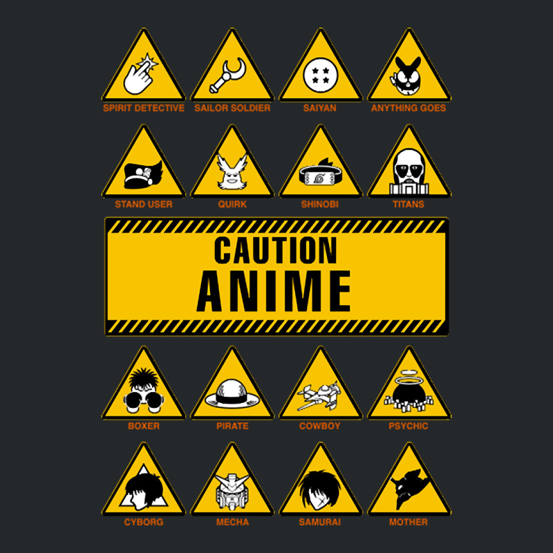 Anime Signs - Caution Crewneck Sweatshirt | Artistshot