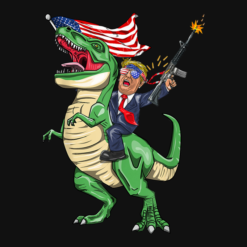 Machine Gun Trump On T Rex Dinosaur With American Flag Rear Car Mat | Artistshot